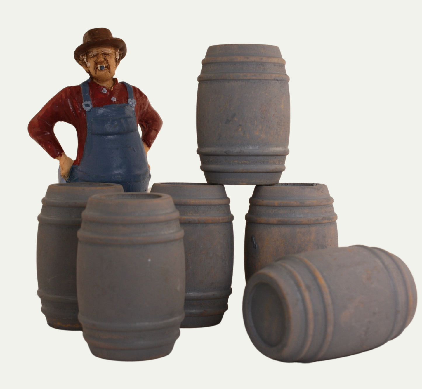 Industrial Barrels - Gray - Set of 6 - 1:24 Scale - 101-0608