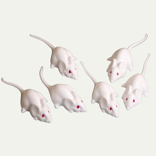 Mice - White Mouse Set - Red Eyes - 1" - 6 Pieces - 203-3-18-WH
