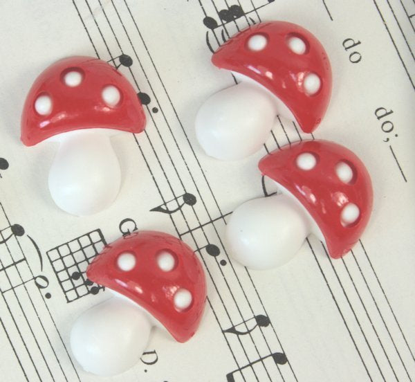 Red - Flatback Mushrooms - Large - Set of 4 - #203-3-2505