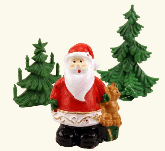 Santa - 1.25" With Bear - Set of 3 - Holiday Minis - 204-0079