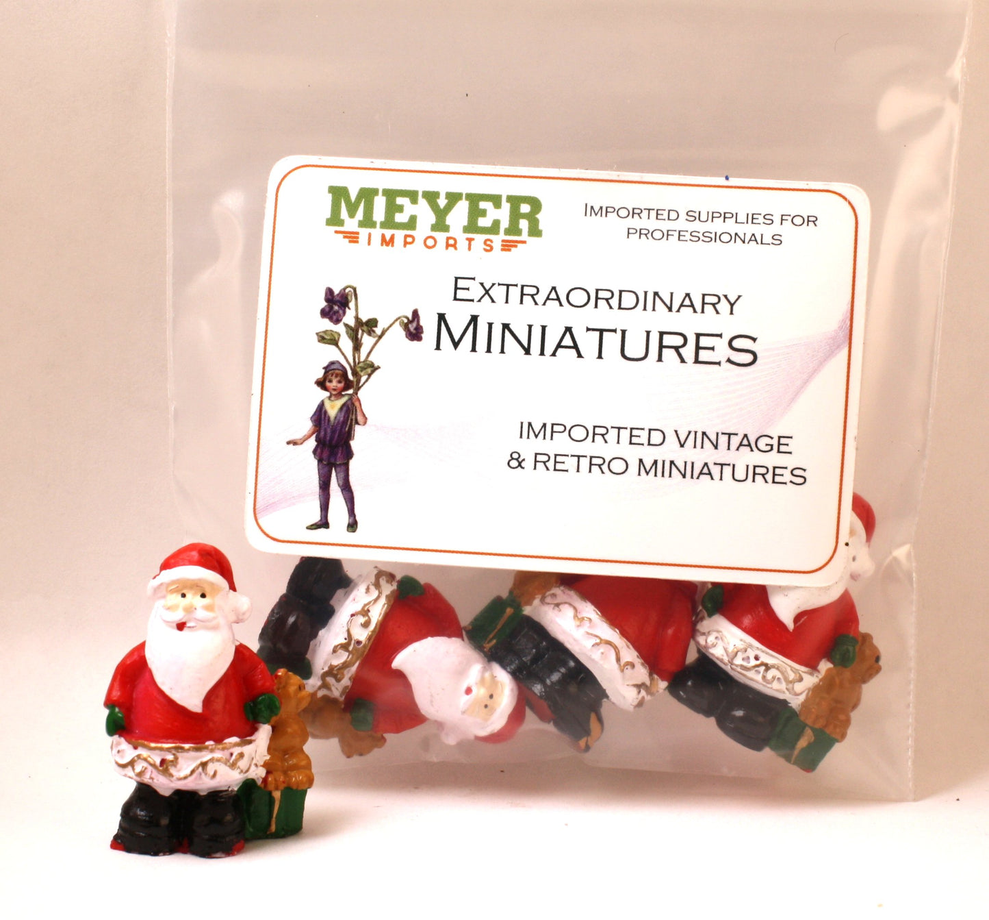 Santa - 1.25" With Bear - Set of 3 - Holiday Minis - 204-0079