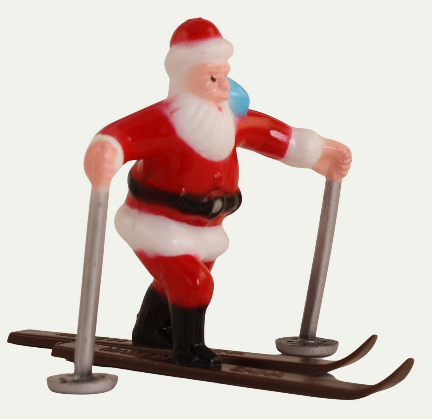 Santa Skiers - 1960 Vintage Style - Two Retro Figures - 204-8826