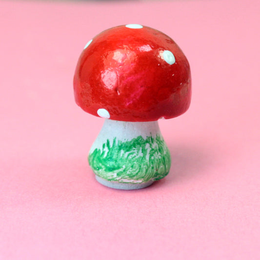 Red - Button Mushrooms- Set of 4 - 205-0216