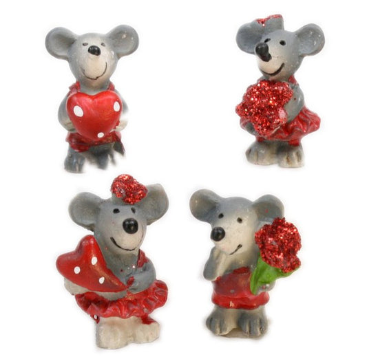 Mice - Glittery Valentine Mouse - Set of 4 - 205-5334