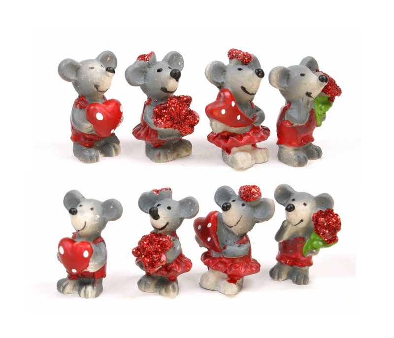Mice - Glittery Valentine Mouse - Set of 4 - 205-5334