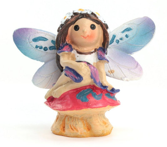 Fairy - Sitting on Mushroom  -  2" Tall - 207-6183