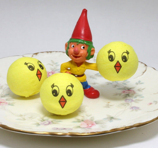 Yellow Chick Spun Cotton Doll Heads Set of 8 | Glittered