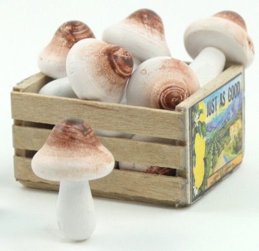 Natural - Wood - Hand Crafted - 3/4" Mushrooms - 218-0133