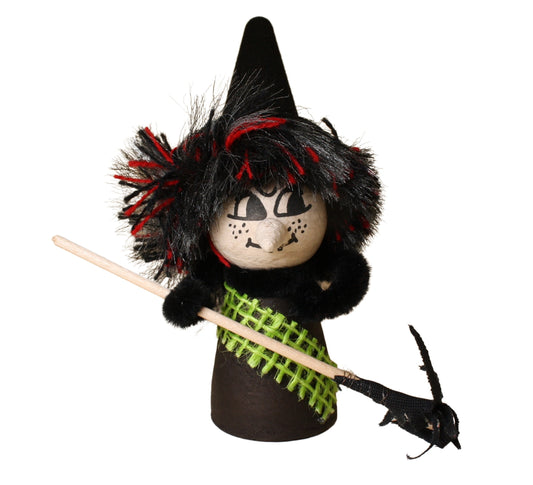 Halloween Witch - Decorated Spun Cotton - 4" Tall - 218-0164