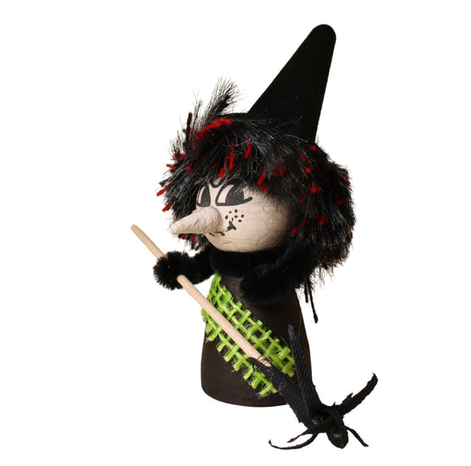 Halloween Witch - Decorated Spun Cotton - 4" Tall - 218-0164