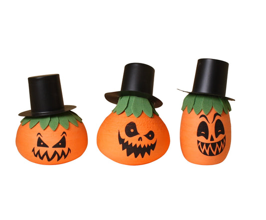 Halloween Jack-O-Lanterns - Decorated Spun Cotton - 218-0165