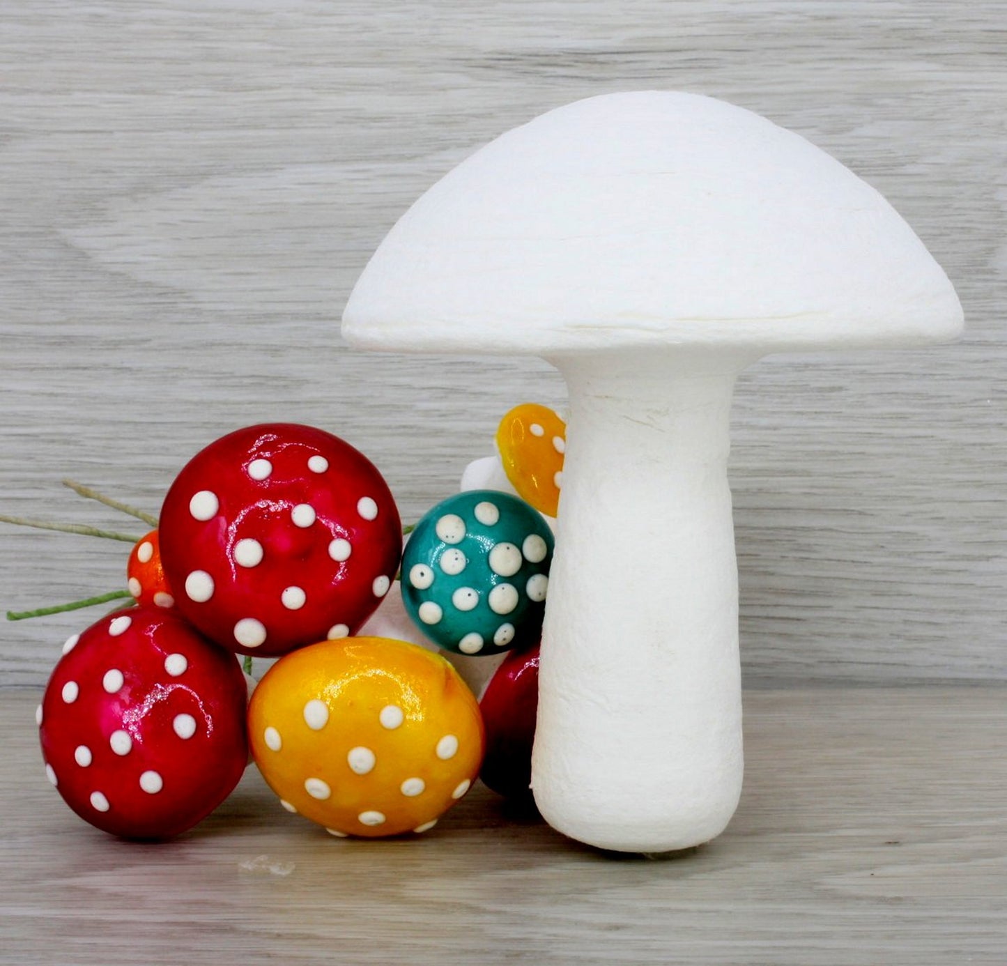 Mushrooms - 3.3" White Spun Cotton - Set of 2 - 218-0173