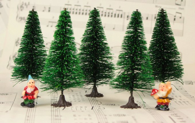 Bottle Brush Trees - 3" - 4 Pcs Set - 218-0255