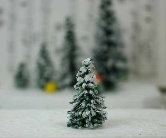 Snowy Evergreen Tree - Approx: 1" - Set of 10 - 218-0401