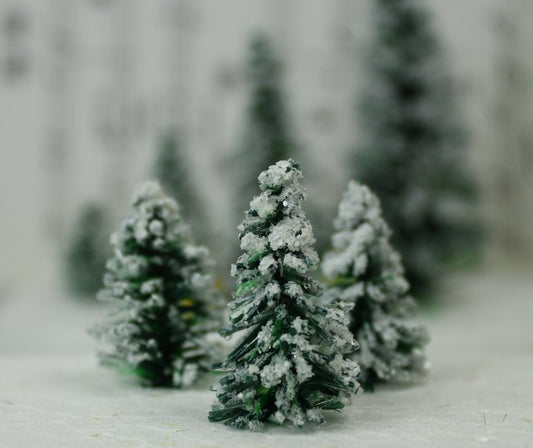 Snowy Evergreen Tree - Approx: 1" - Set of 10 - 218-0401