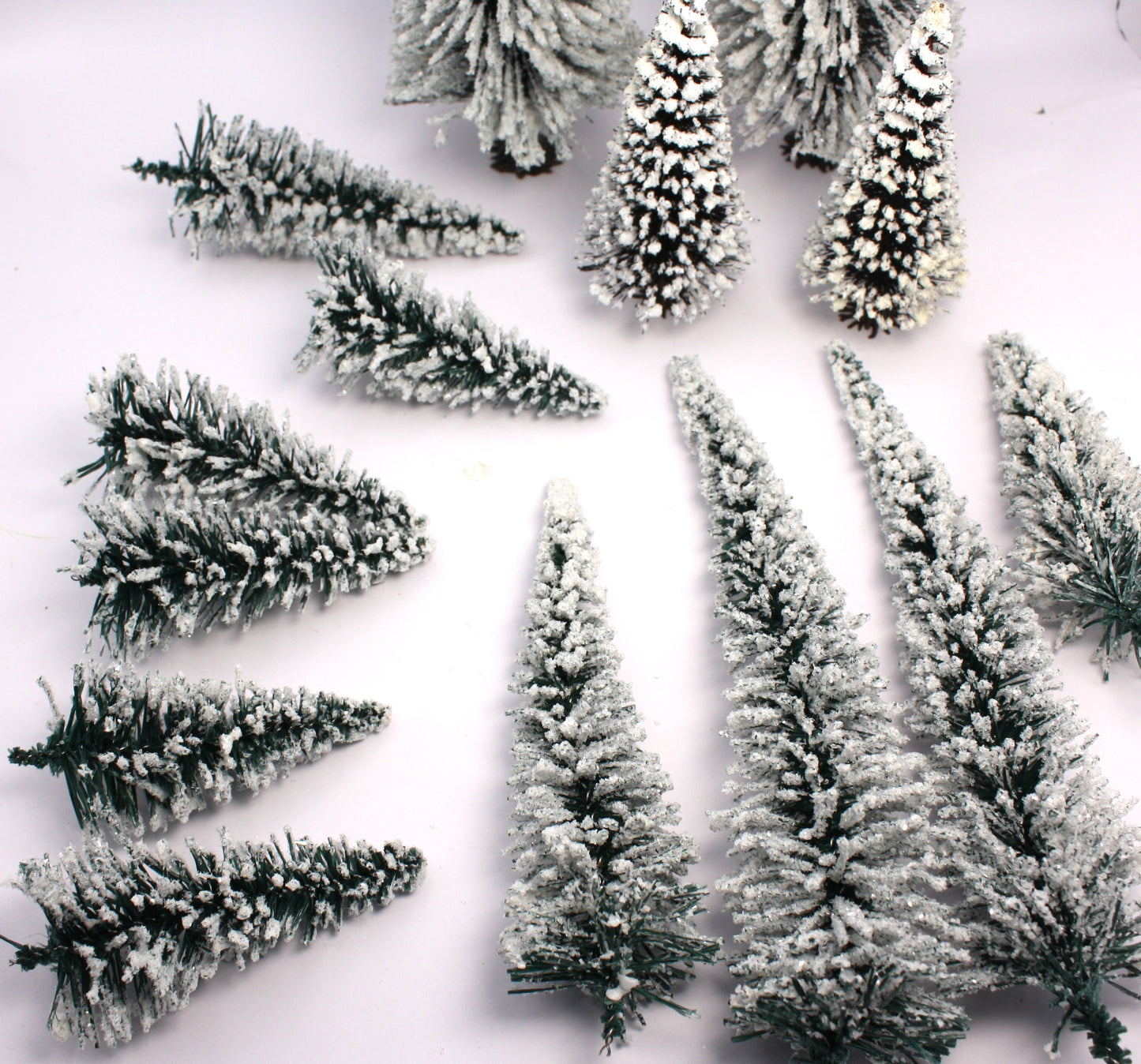 Snowy 4" to 8" Miniature Trees - German - 14 Pcs Set - 218-0521