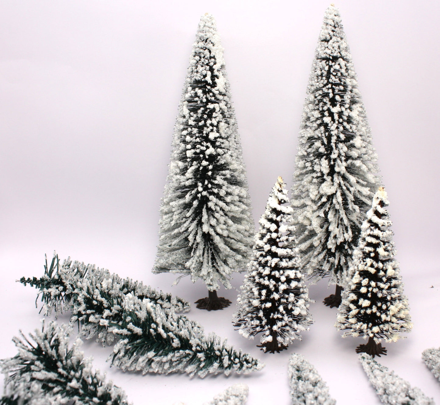 Snowy 4" to 8" Miniature Trees - German - 14 Pcs Set - 218-0521