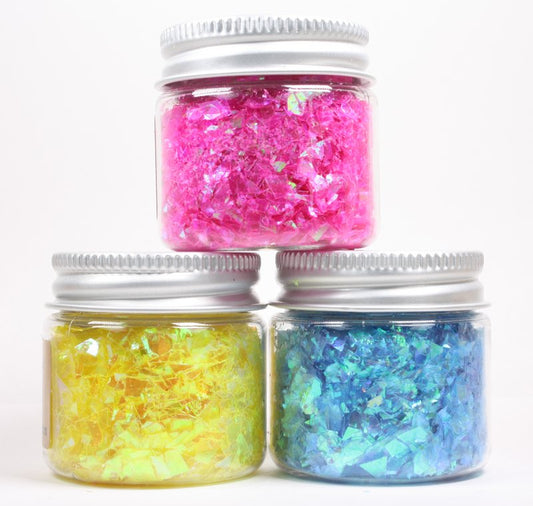 * Blue, Pink, Yellow Iridescent Ice Flakes Set - 311-M-0714