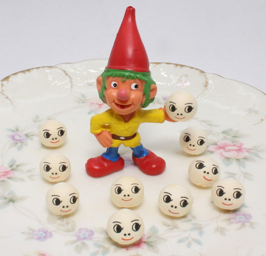 Doll Heads - 1/2" Spun Cotton with Faces - Set of 10 -703-0123