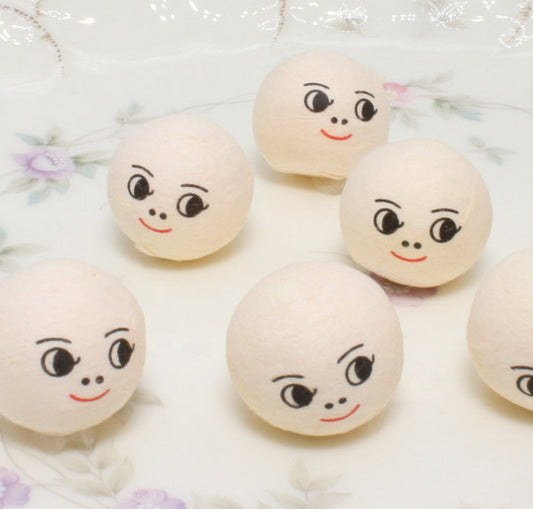 Doll Heads - 3/4" Spun Cotton with Faces - Set of 10 - 703-0183