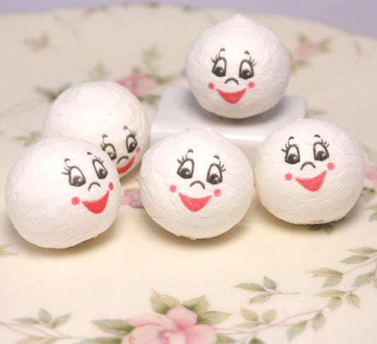 Happy Angel White Cotton Doll Heads Set of 10 | Glittered