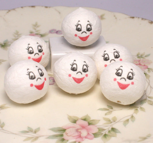 Happy Angel White Cotton Doll Heads Set of 10 | Glittered