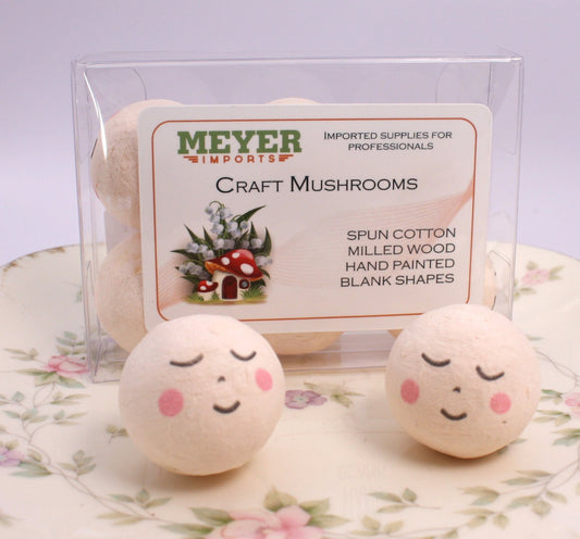 Beige Angel Spun Cotton Doll Heads Set of 6 | Glittered