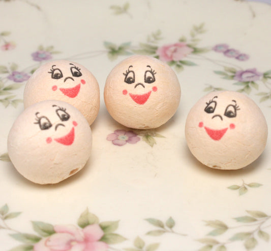 Happy Angel Beige Cotton Doll Heads Set of 10 | Glittered