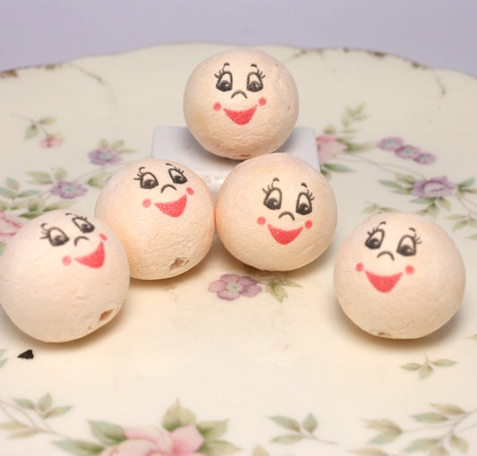 Happy Angel Beige Cotton Doll Heads Set of 10 | Glittered