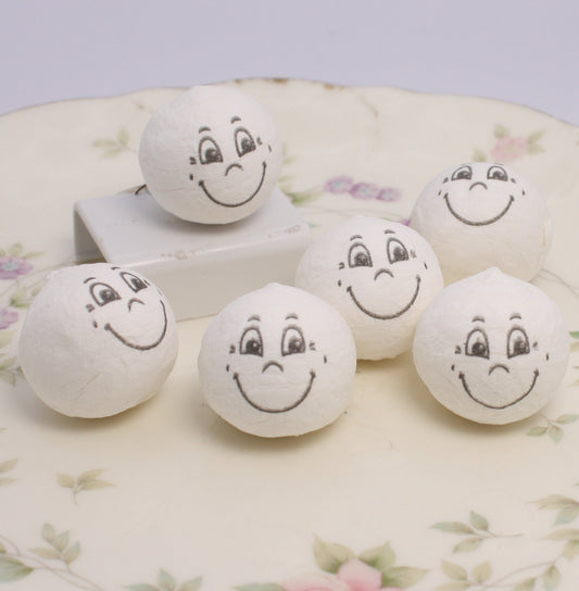 Big Smile White Cotton Doll Heads Set of 10 | Glittered