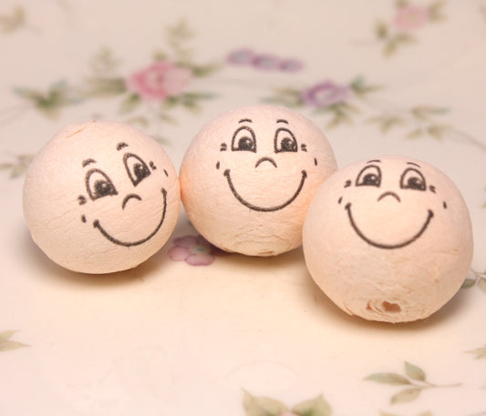 Big Smile Beige Cotton Doll Heads Set of 10 | Glittered