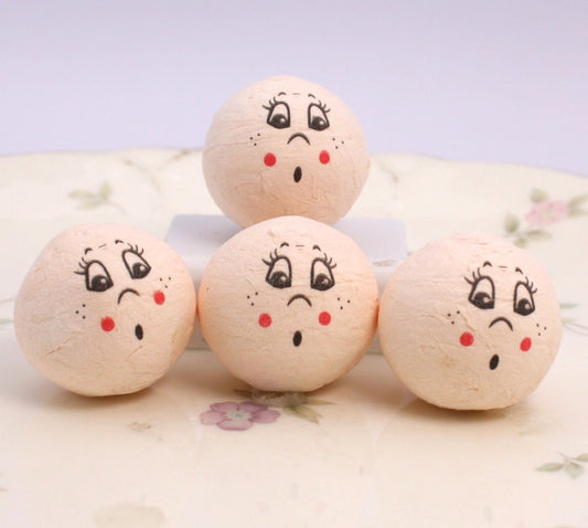Surprised Face Spun Cotton Doll Heads Set of 10 | Glittered