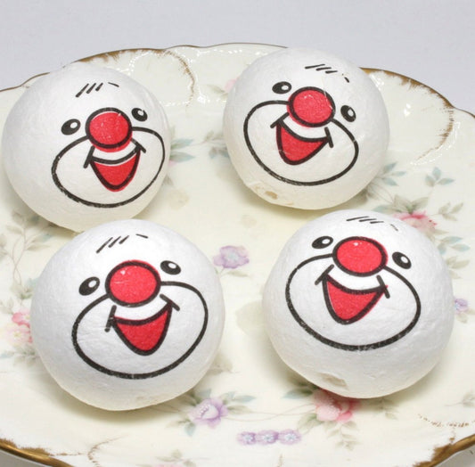 White Spun Cotton Clown Heads Set of 2 | Glittered Crafts