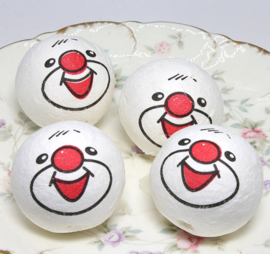 White Spun Cotton Clown Heads Set of 2 | Glittered Crafts