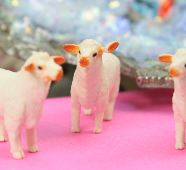 Sheep - White - Hand Painted - Set of 4 - 234-5822