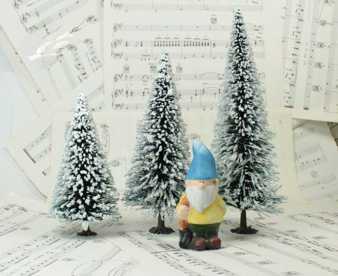 Snowy Bottle Brush Tree - 6 1/2" Set of 1 - 106-080A