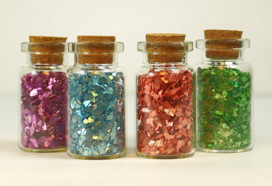 4 Bottle Set - Blue Green Lilac Seashell Super Shards 311-SSG2