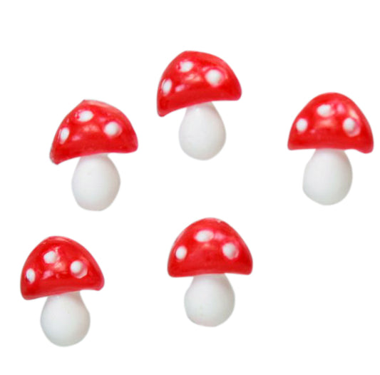 Red - Flatback Mushrooms - Medium - Set of 10 - 203-3-2504