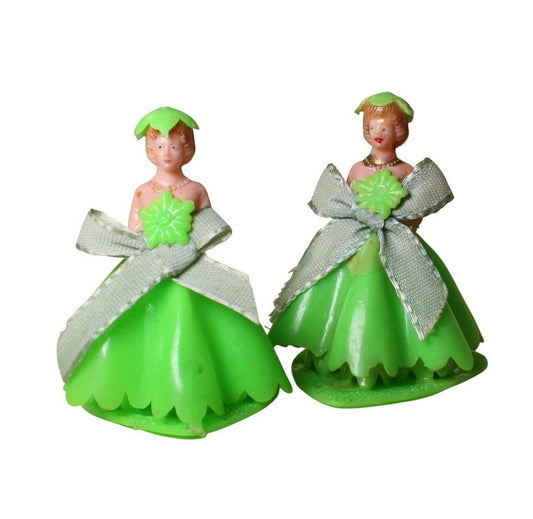 Bridesmaid - Green Gown - 1.5" Tall - 1960 Vintage - IV3-3628
