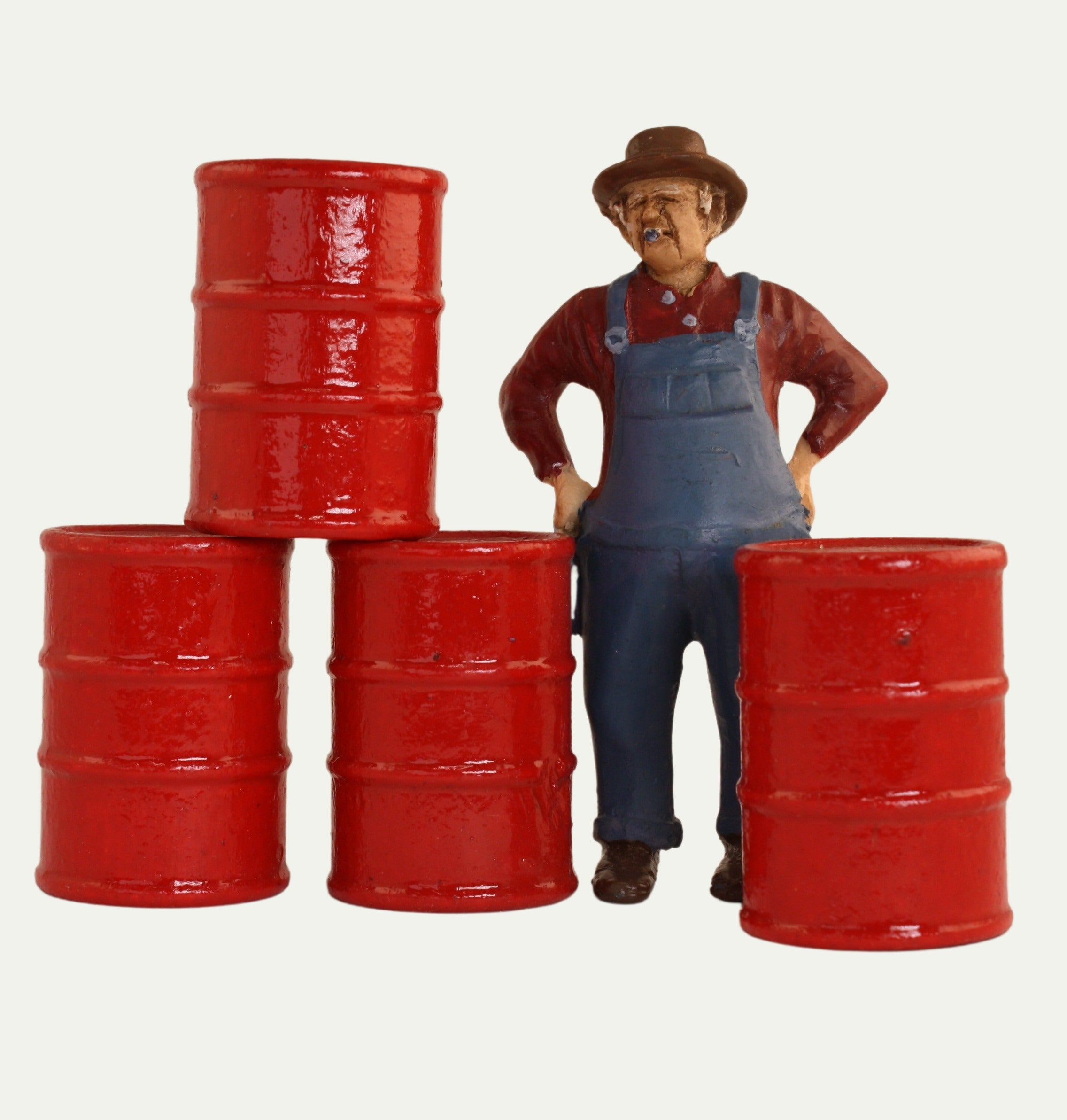 Industrial Barrels - Red - Set of 4 - 1:24 Scale - 101-0607