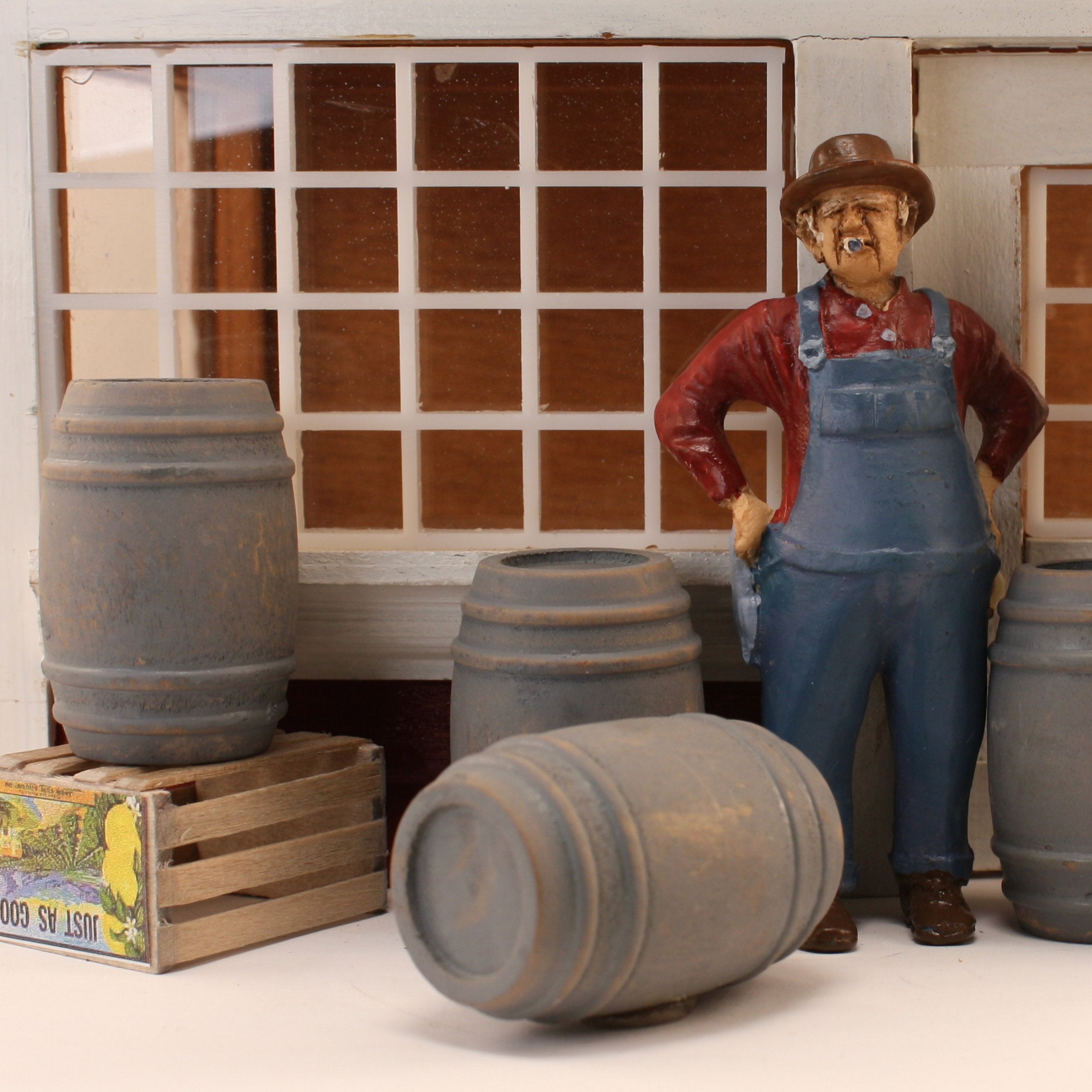 Industrial Barrels - Gray - Set of 6 - 1:24 Scale - 101-0608