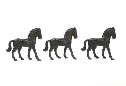 Horses - Black - Set of 8 - Dollhouse Minis - 201-152-3-BK