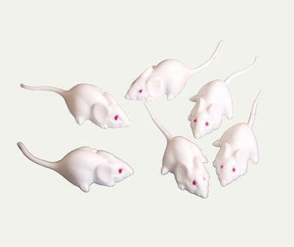 Mice - White Mouse Set - Red Eyes - 1" - 6 Pieces - 203-3-18-WH