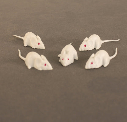 Mice - White Mouse Set - Red Eyes - 1" - 6 Pieces - 203-3-18-WH