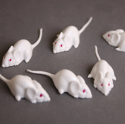 Mice - White Mouse Set - Red Eyes - 1" - 6 Pieces - 203-3-18-WH