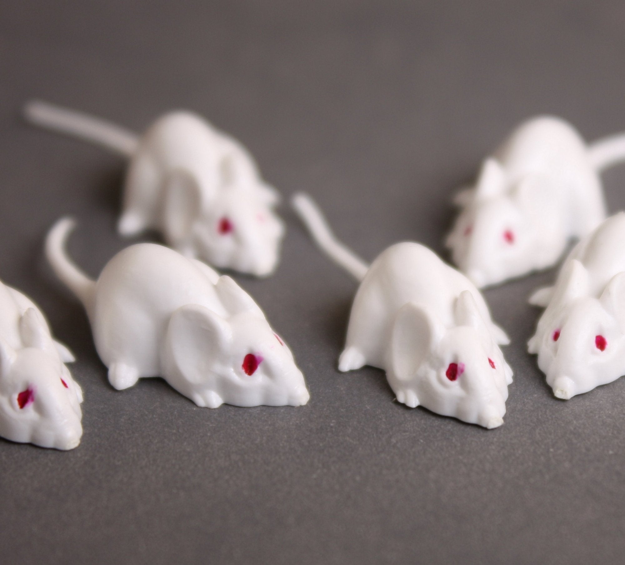 Mice - White Mouse Set - Red Eyes - 1" - 6 Pieces - 203-3-18-WH