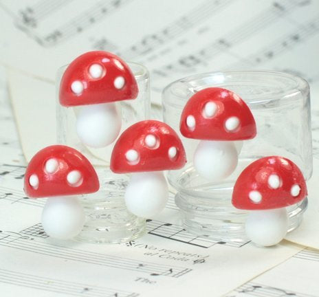 Red - Flatback Mushrooms - Large - Set of 4 - #203-3-2505