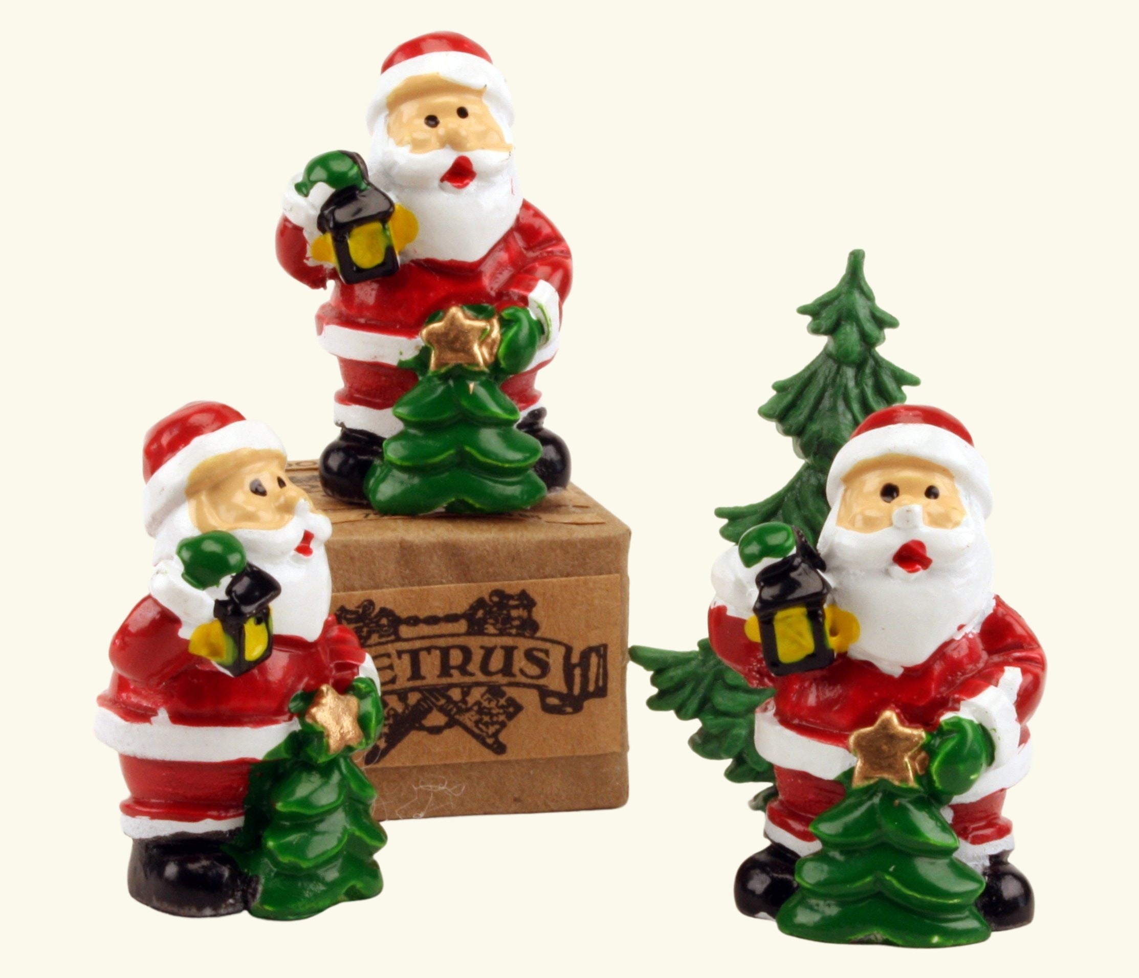 Santa - 1.25" With Tree - Set of 3 - Holiday Minis - 204-2720