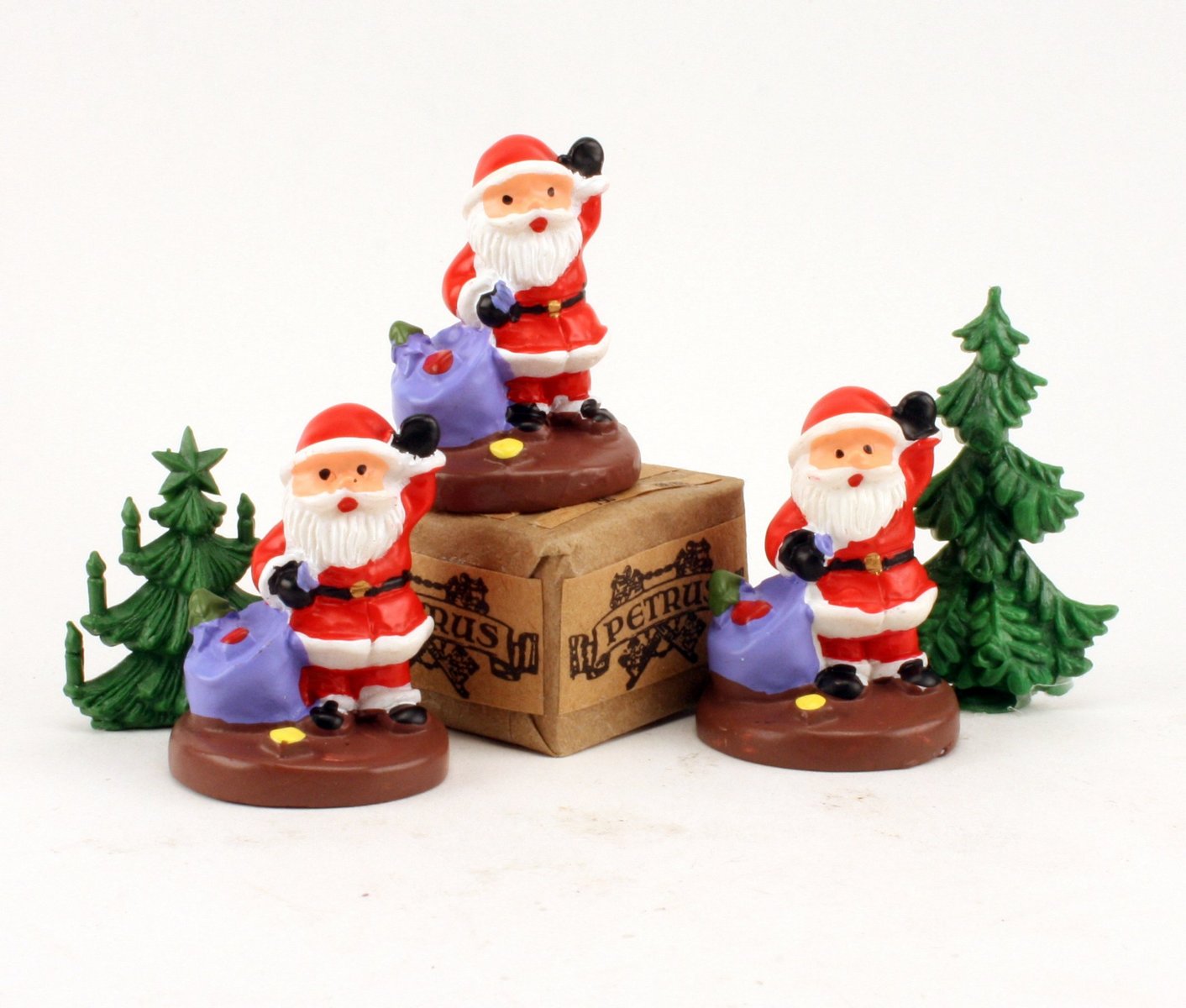 Santa - 1.25" with Sack- Set of 3 - Holiday Minis - 204-8802