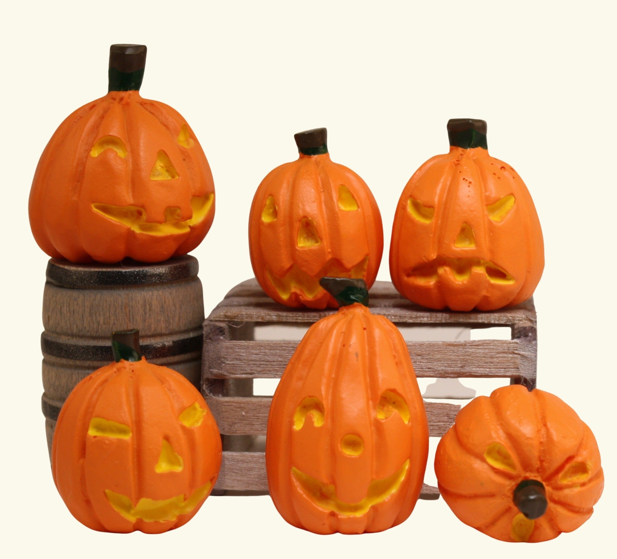 Jack-O-Lantern Pumpkins- 1" Dia. - Set of 6 - 204-8811